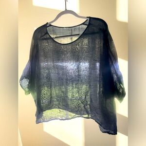 Women’s oversized linen sheer top, distressed ( please read)